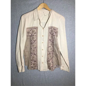 Womens Free People Button Up Shirt Muted Pastel Pink Casual Coverup Shirt Floral